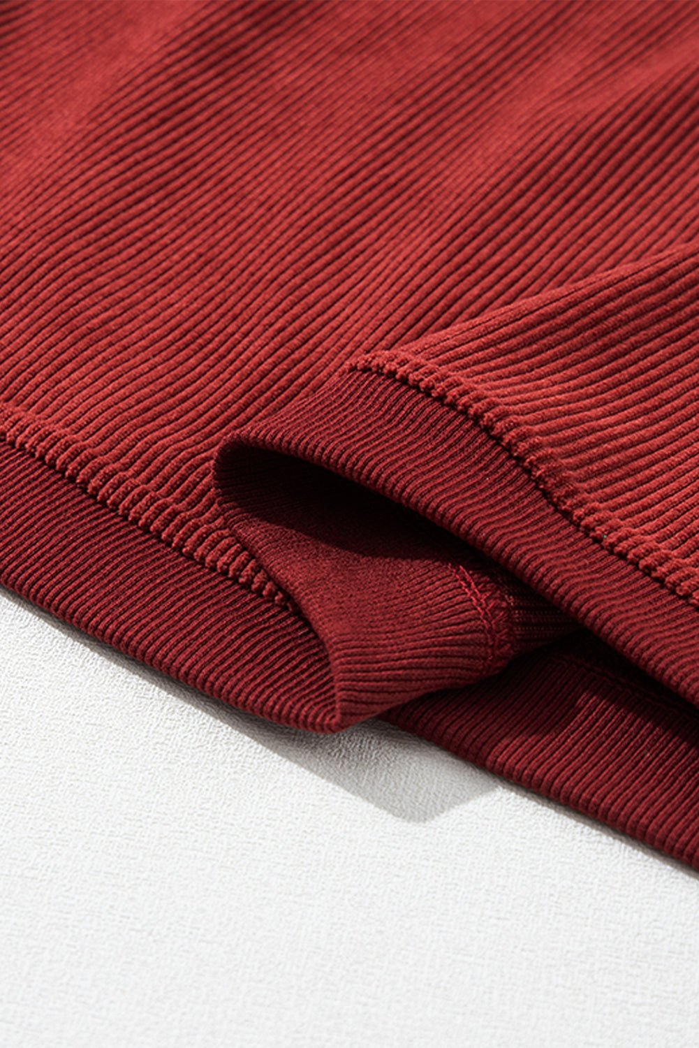 Apricot Drop Shoulder Rib Knit Oversized Sweatshirt