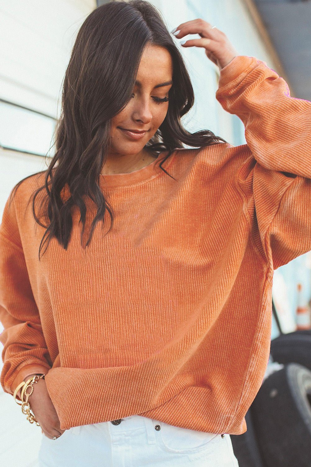 Emma & Rose ribbed knit oversized sweatshirt — women's knitwear