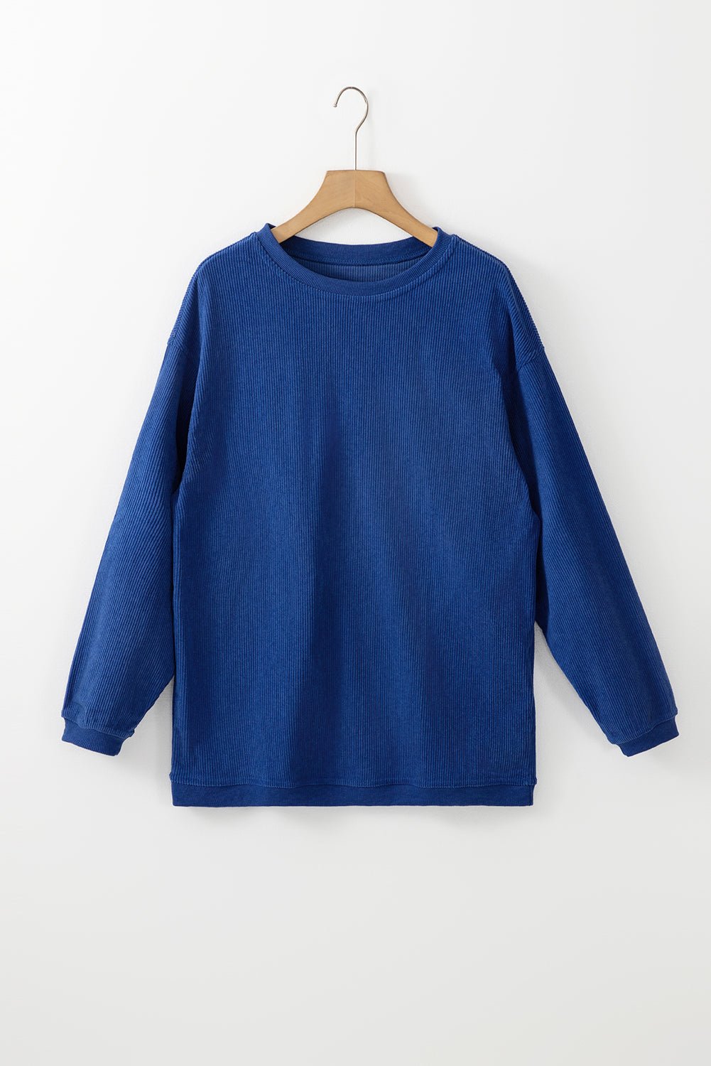 Apricot Drop Shoulder Rib Knit Oversized Sweatshirt