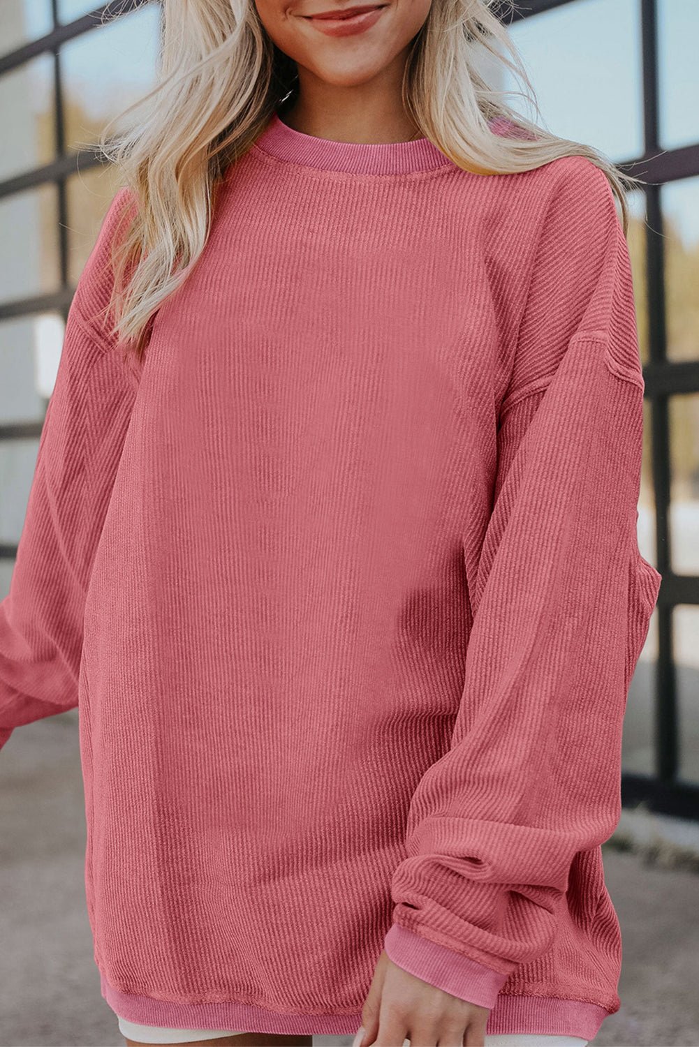 Emma & Rose ribbed knit oversized sweatshirt — women's knitwear