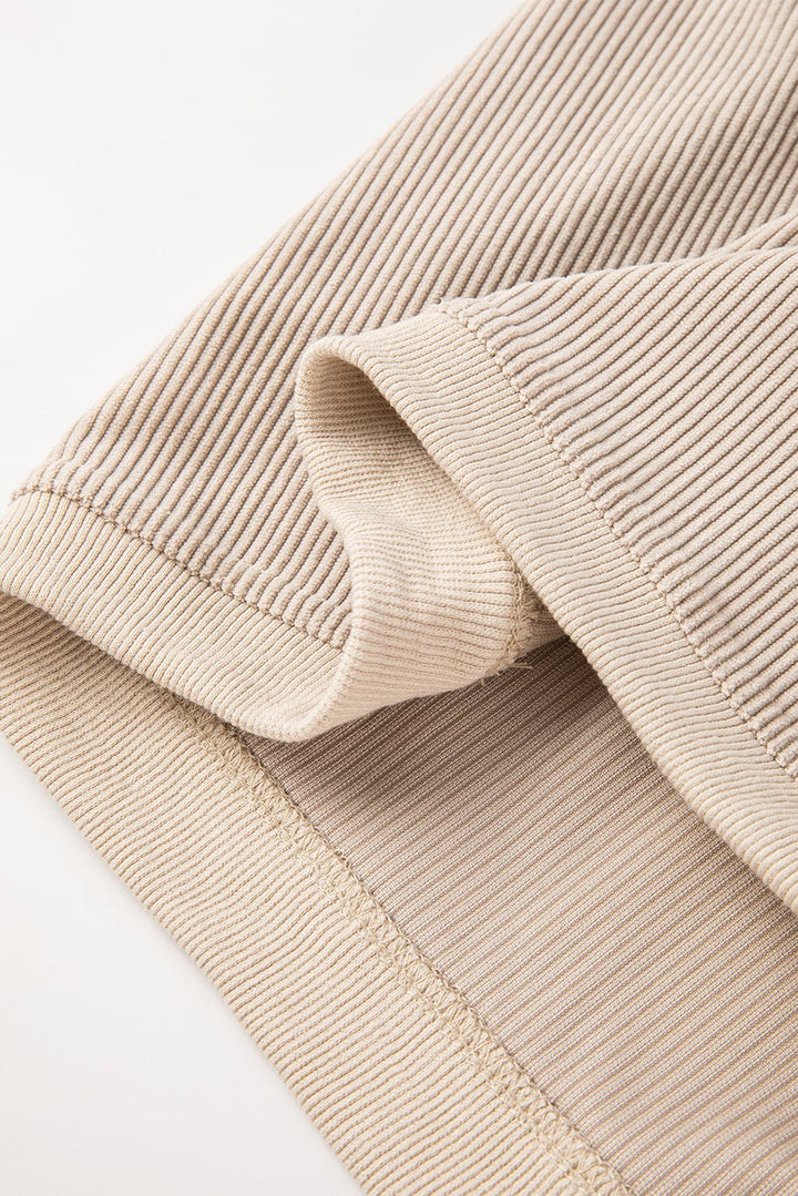 Apricot Drop Shoulder Rib Knit Oversized Sweatshirt