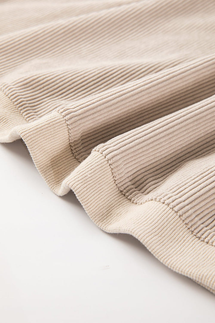 Apricot Drop Shoulder Rib Knit Oversized Sweatshirt