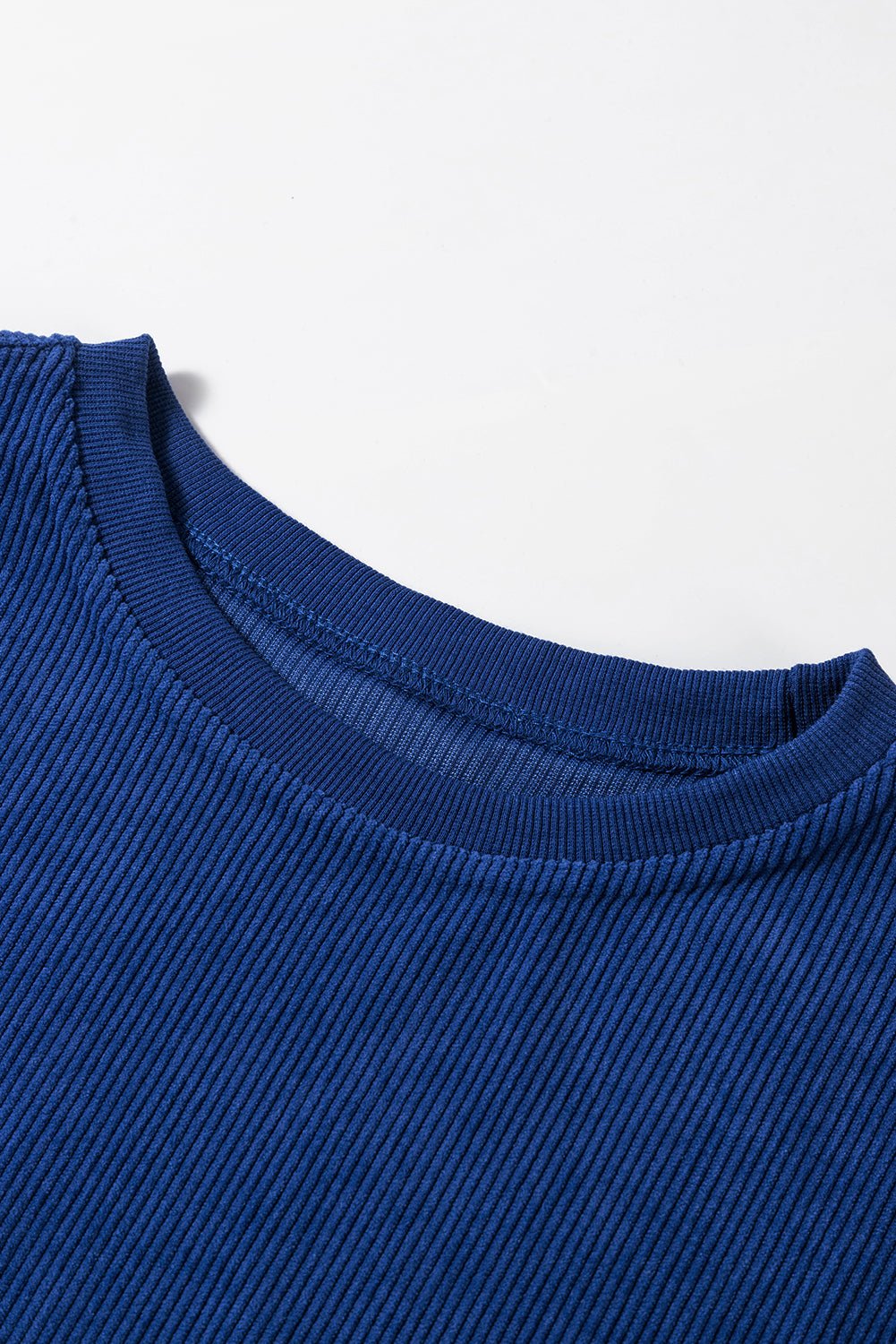 Apricot Drop Shoulder Rib Knit Oversized Sweatshirt