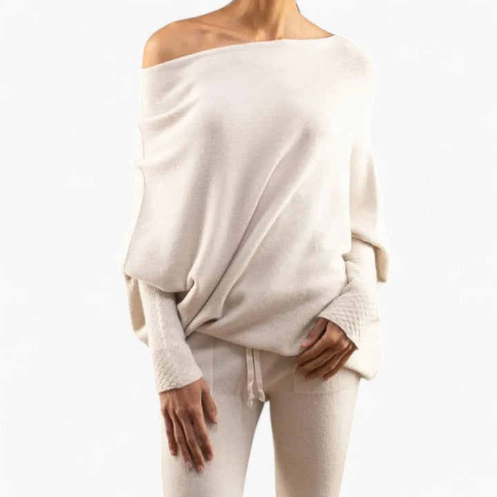 Women's Off-Shoulder Sweater Knitted Oversized Pullover - Elena Harper