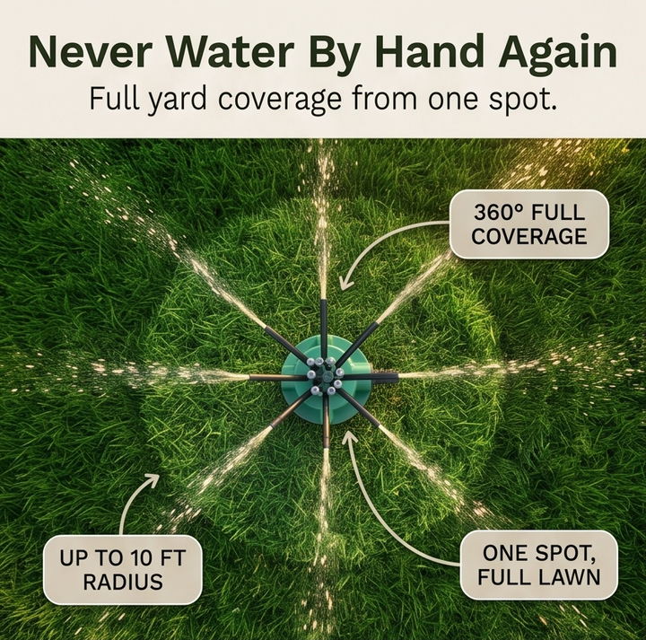 Aquava 360° Multi-Arm Garden Sprinkler - Elena Harper