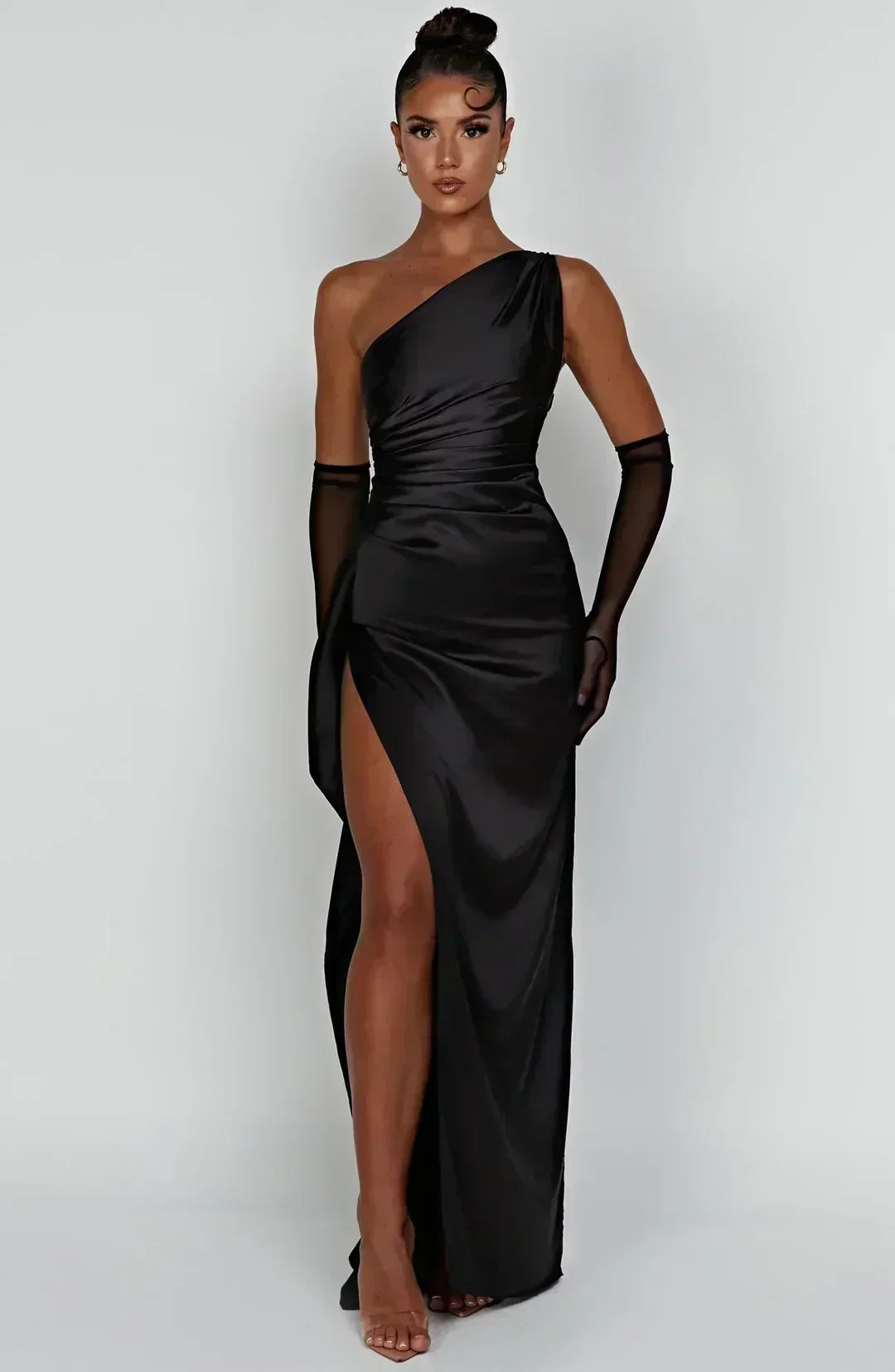 Araluen Drape Satin Evening Gown - Elena Harper