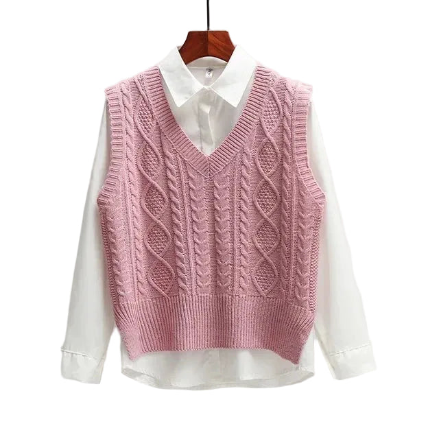 Sleeveless Pullover with V-Neck and Straight Shape, view 2 - Elena Harper