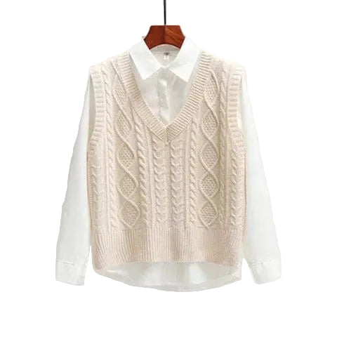 Sleeveless Pullover with V-Neck and Straight Shape, view 4 - Elena Harper