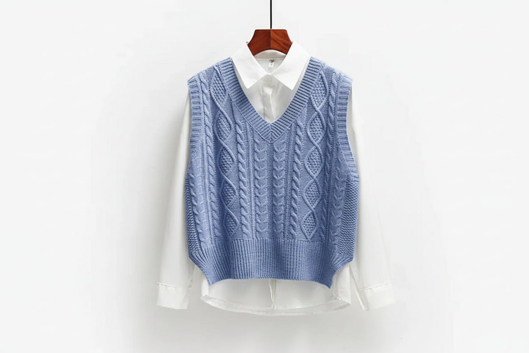 Sleeveless Pullover with V-Neck and Straight Shape, view 5 - Elena Harper