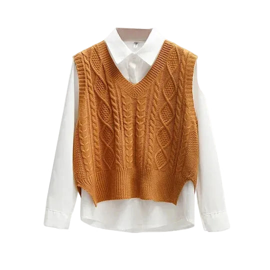 Sleeveless Pullover with V-Neck and Straight Shape, view 6 - Elena Harper