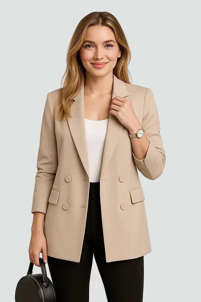 Double-Breasted Blazer with Lapels for Women