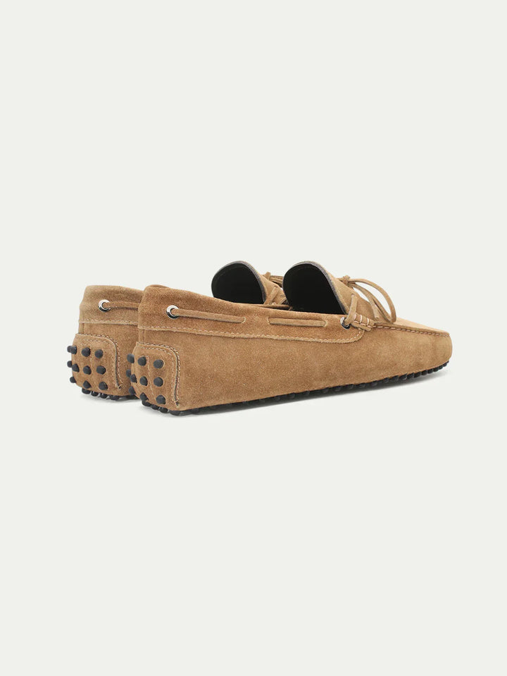 BEIGE SUEDE DRIVER LOAFERS FOR MEN