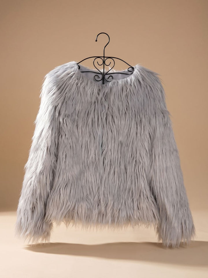 Roos | Aveline Women's Faux Fur Coat with Round Neck and Open Front