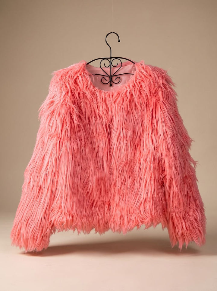 Roos | Aveline Women's Faux Fur Coat with Round Neck and Open Front