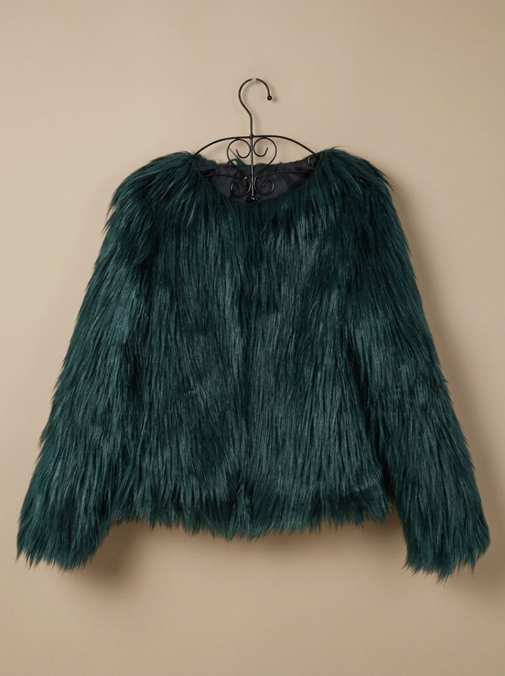 Roos | Aveline Women's Faux Fur Coat with Round Neck and Open Front