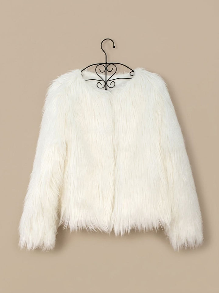 Roos | Aveline Women's Faux Fur Coat with Round Neck and Open Front
