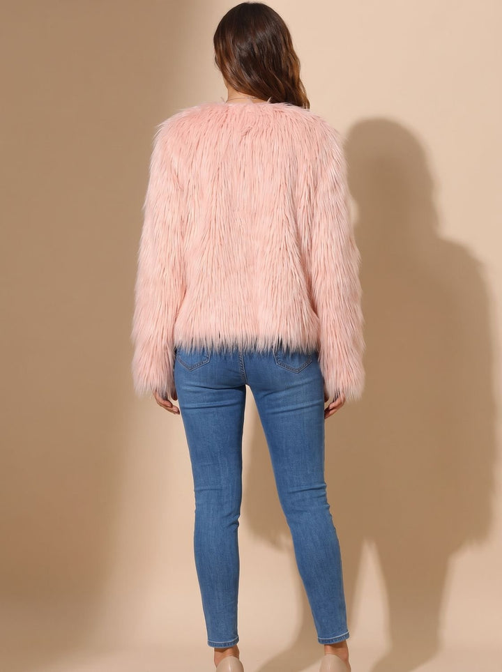 Roos | Aveline Women's Faux Fur Coat with Round Neck and Open Front