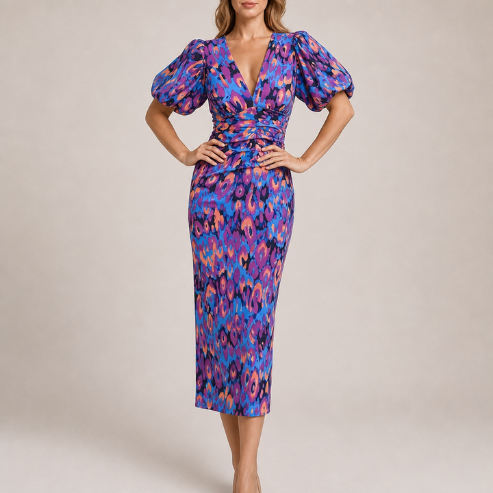 Avila Puff Sleeve Midi Dress