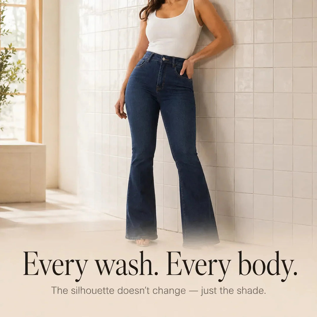 Curvella – High Waist Stretch Flare Jeans for Women, Butt-Lifting Bootcut Denim