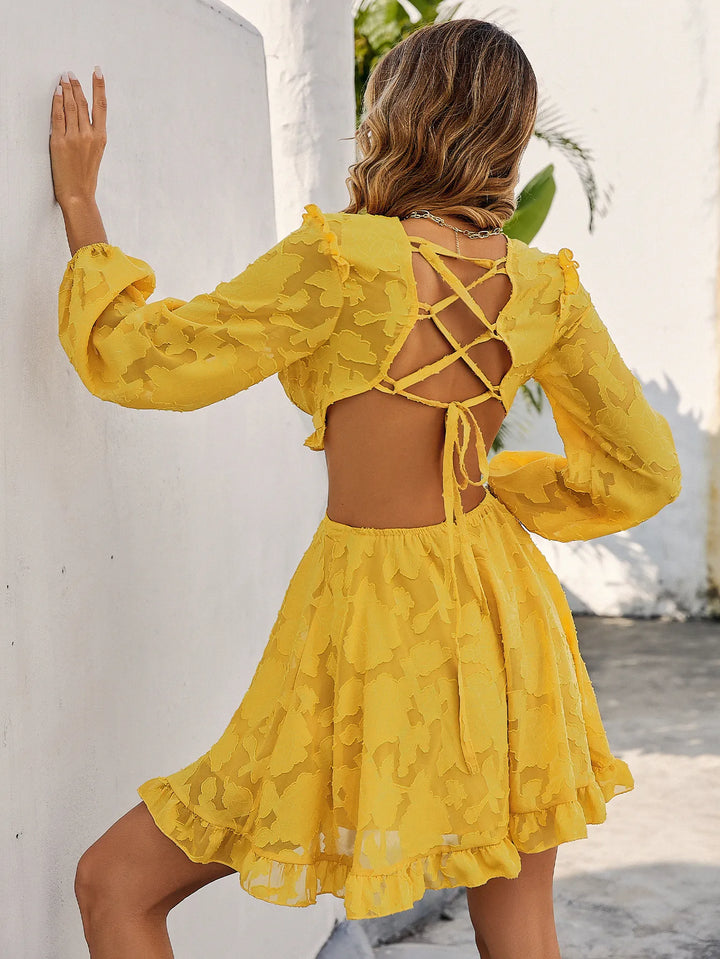 Adalynn - Yellow Dress with Open Back