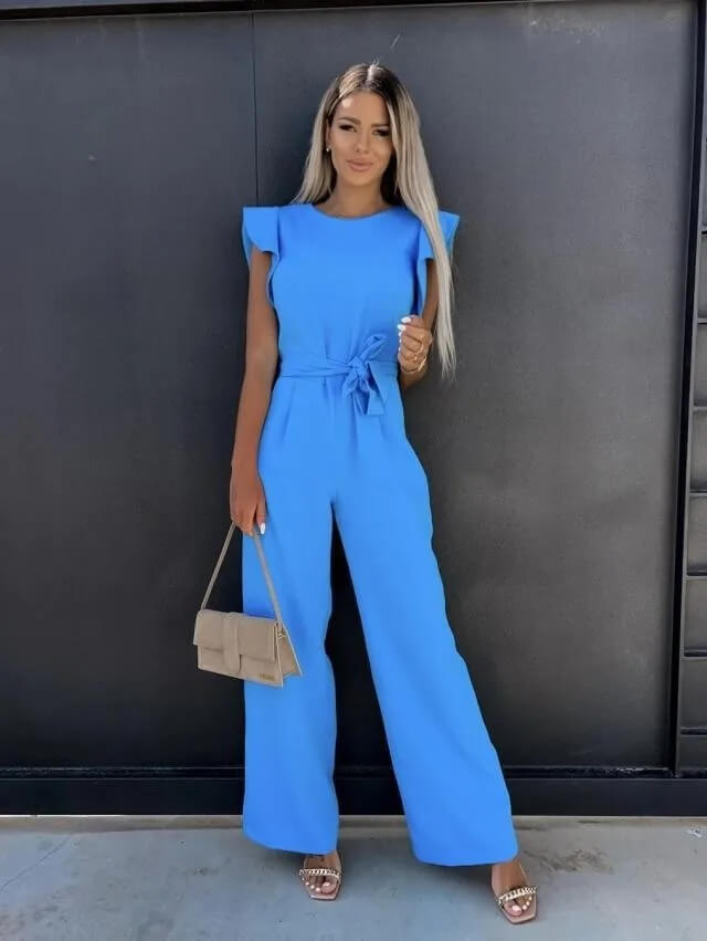 Yessica | Elegant jumpsuit for women with wide trousers and a stylish belt | Sophisticated