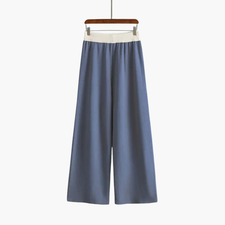 Nora | Modern V-Neck Knit Set with Wide Pants