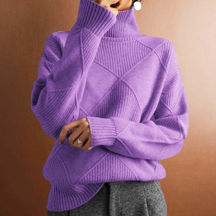 Nora | Elegant Turtleneck Sweater with Distinctive Diamond Pattern