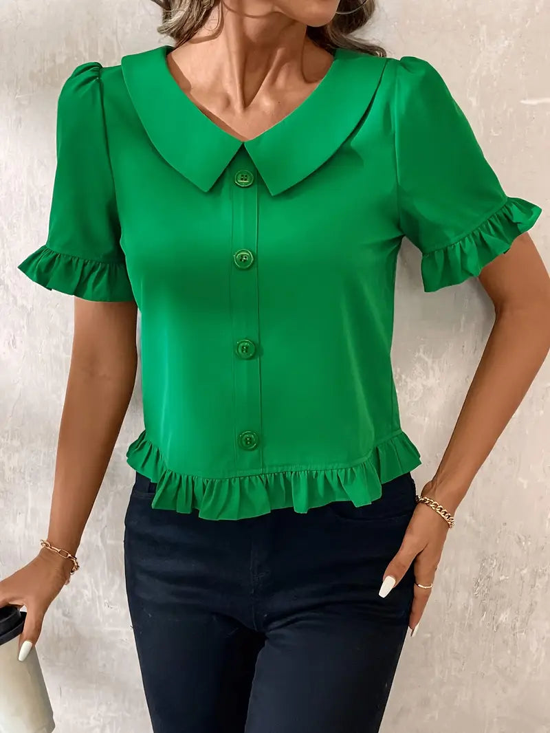Foteini Elegant Short Sleeve Blouse - Elena Harper