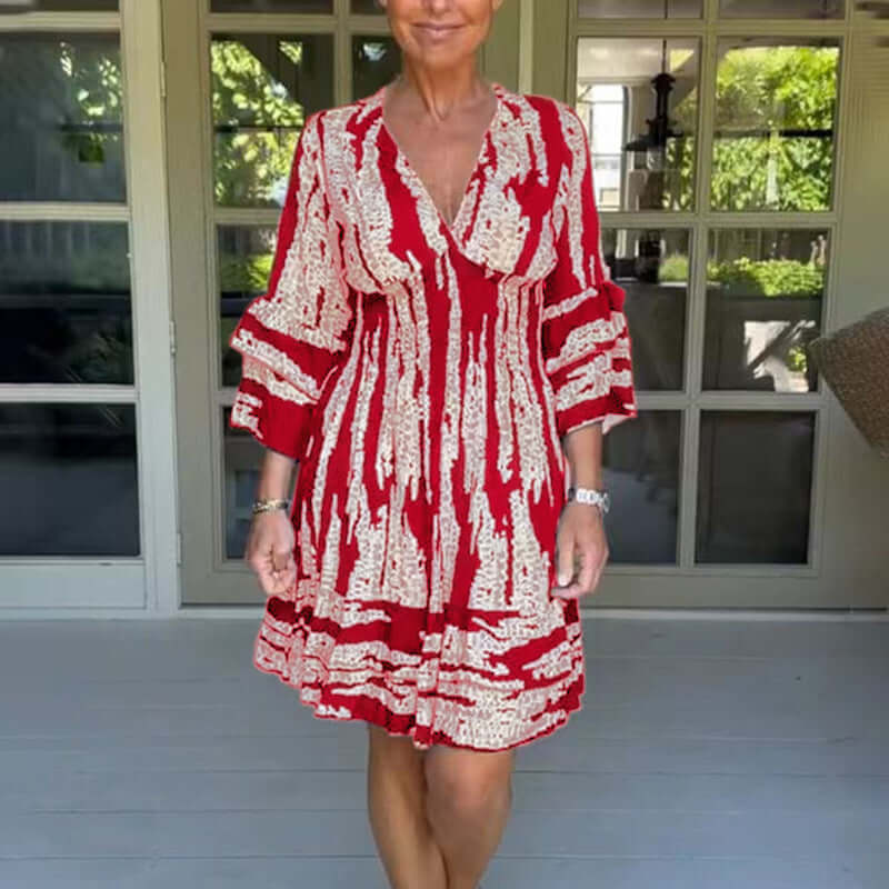 Printed Dress - Elegant Knee-Length