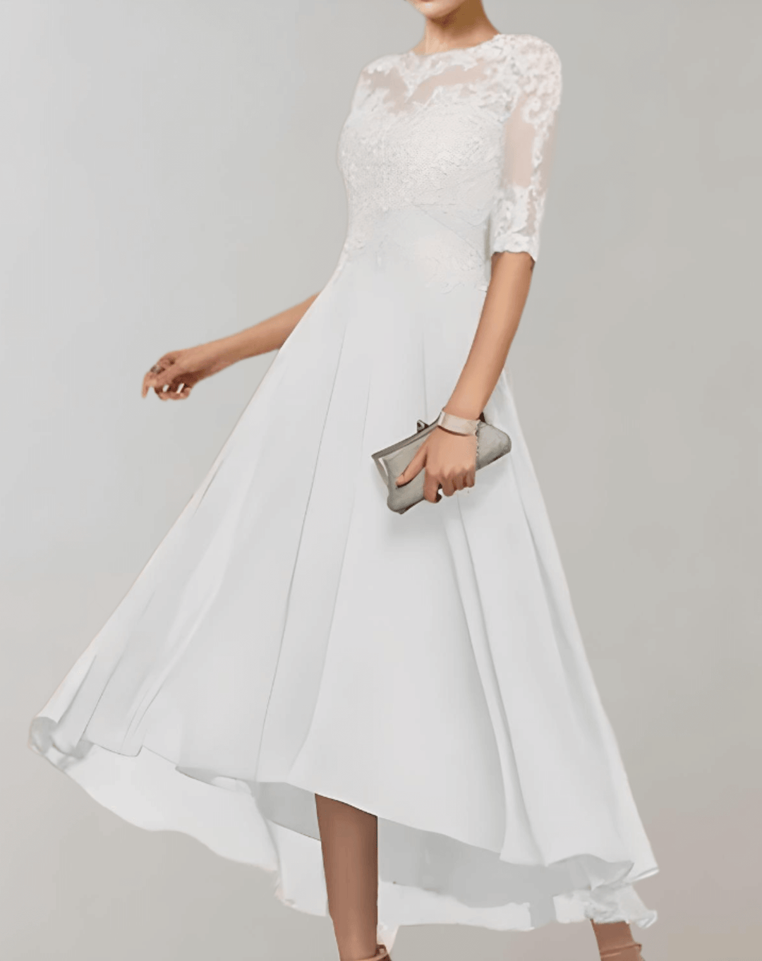 Lace Sleeve Maxi Dress Wedding Guest, view 5 - Elena Harper