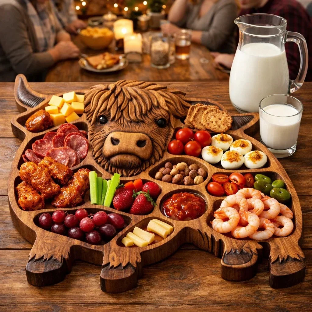 CowBoards Highland Cow Wooden Board for Charcuterie, view 2 - Elena Harper