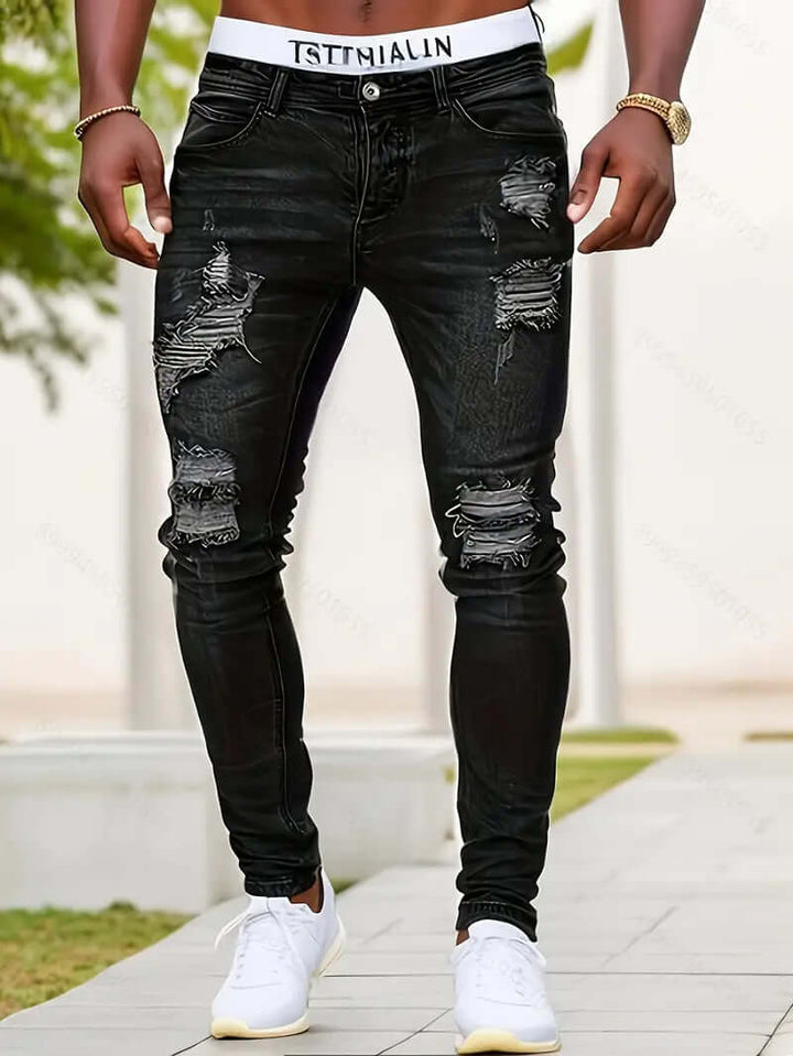 Men's Ripped Skinny Jeans, view 2 - Elena Harper