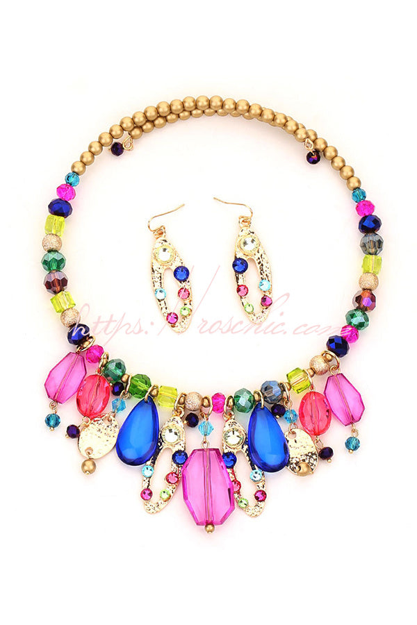 Multicolor Crystal Beaded Necklace