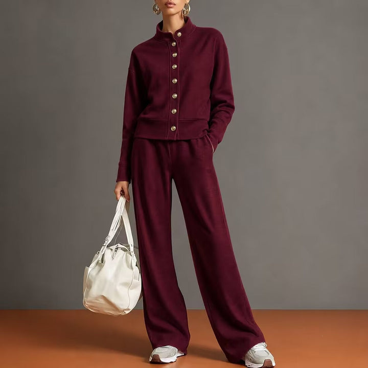 Cardigan with High Collar and Wide Pants - Chic and Comfortable
