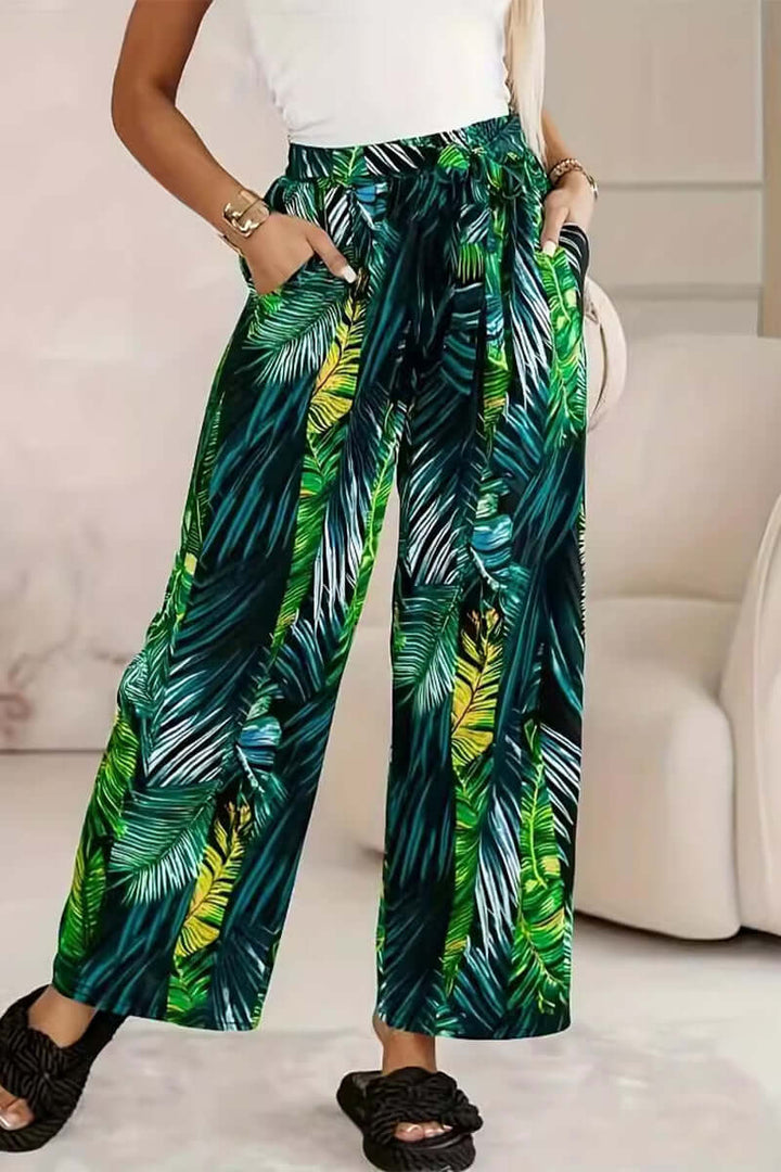 Tropical Print Wide-Leg Trousers, view 2 - Elena Harper