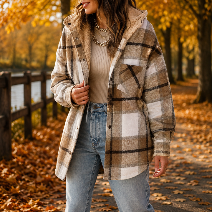 Ninon™ | Soft Flannel Jacket with Hood