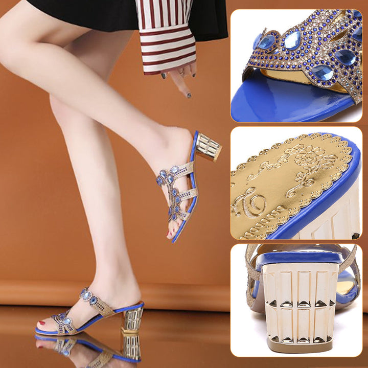 Gina Lightweight Women's Slippers with Heel and Rhinestones, view 6 - Elena Harper