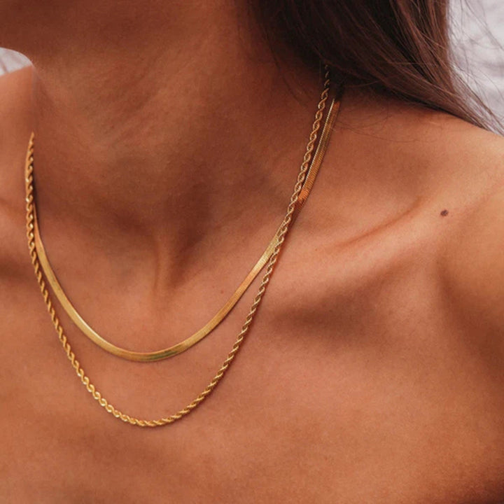 Women's Double Chain Minimalist Gold Necklace