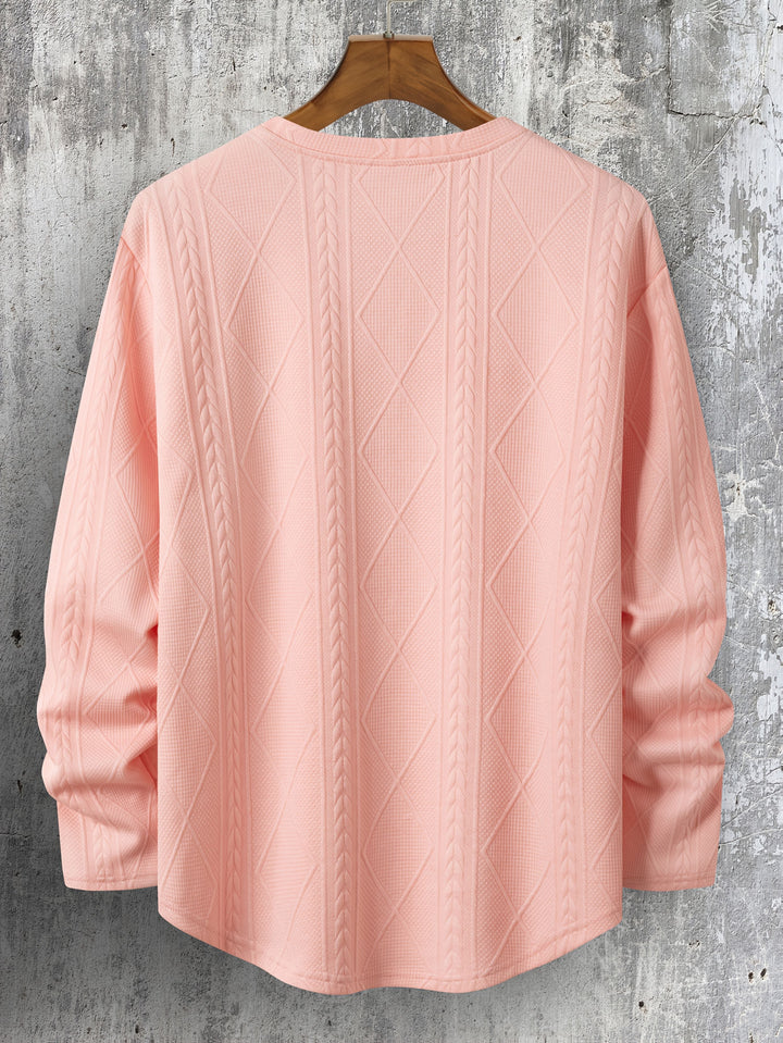 Lyman Long-Sleeve Hooded Sweatshirt with Geometric Pattern, view 5 - Elena Harper