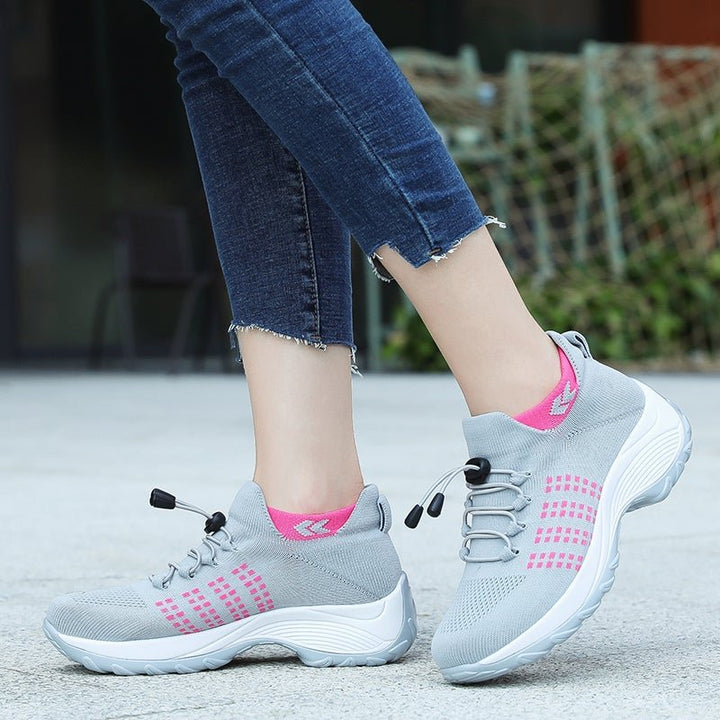 Claudia Comfortable and Supportive Supportive Comfort Knit Platform Sneakers - Elena Harper