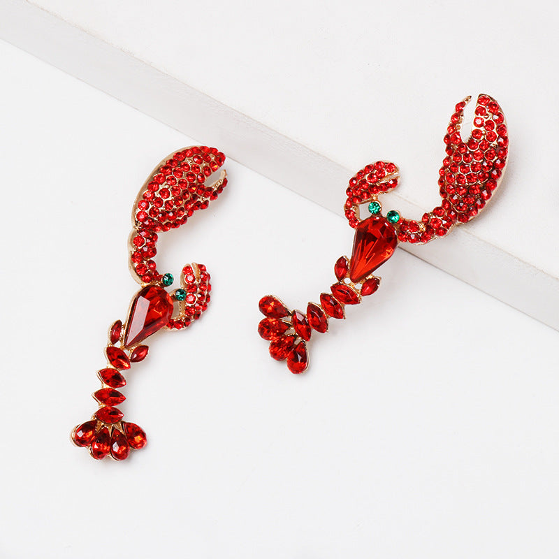 Fashionable Diamond Lobster-shaped Holiday Earrings