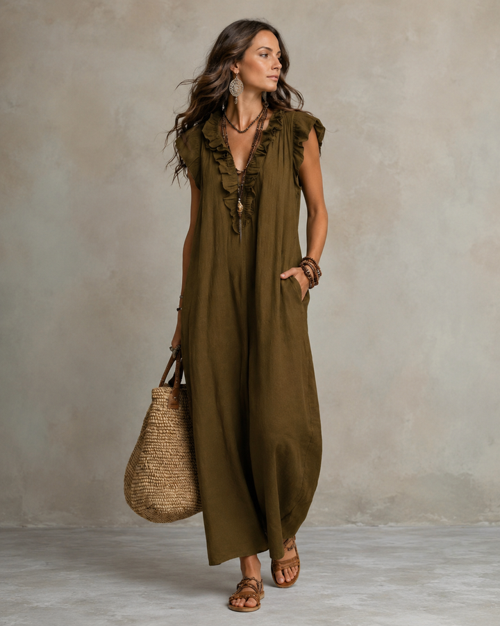 Renata™ | Elegant Belly-Hiding Dress with Ruffles