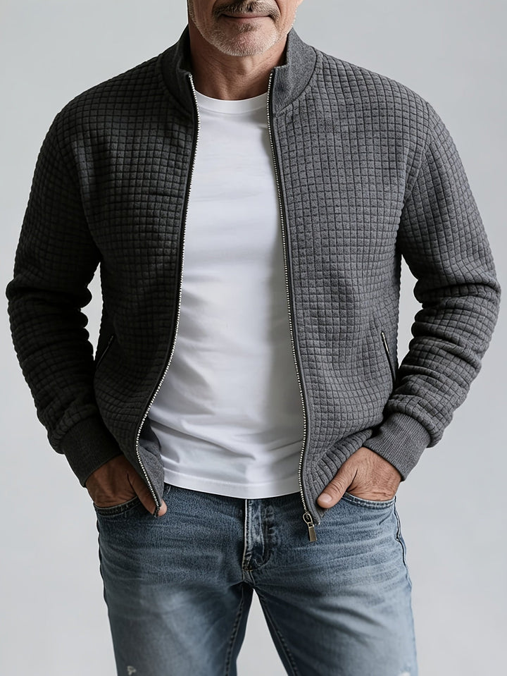 Sullivan Textured Stand-Collar Jacket, view 5 - Elena Harper