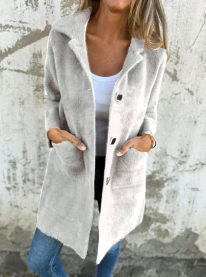Alice - Casual Thick Coat with Lapels
