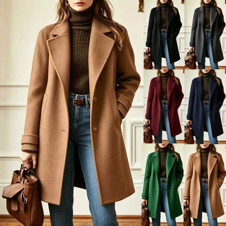 Mid-length women's coat with lapels - Retro and chic