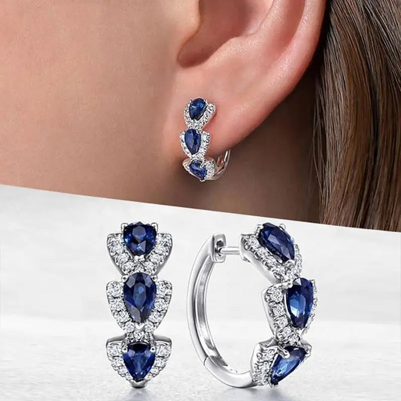 Ellie Stylish Blue King Sapphire Earrings, view 4 - Elena Harper