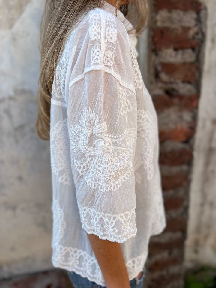 Leonilde Embroidered Air Blouse, view 5 - Elena Harper