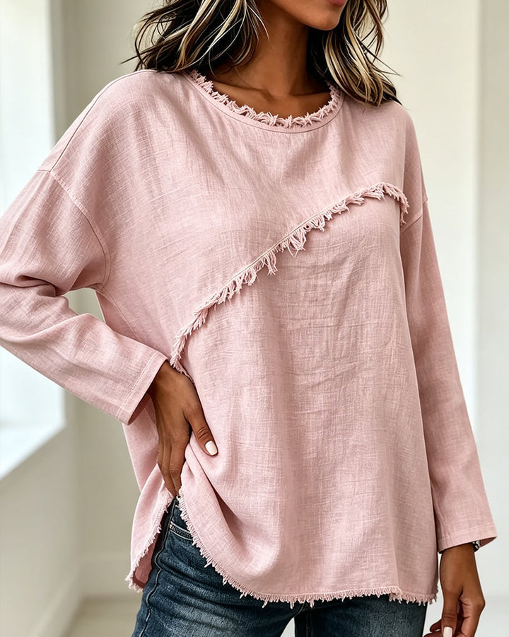 Fringe Women's Blouse with Asymmetrical Detail