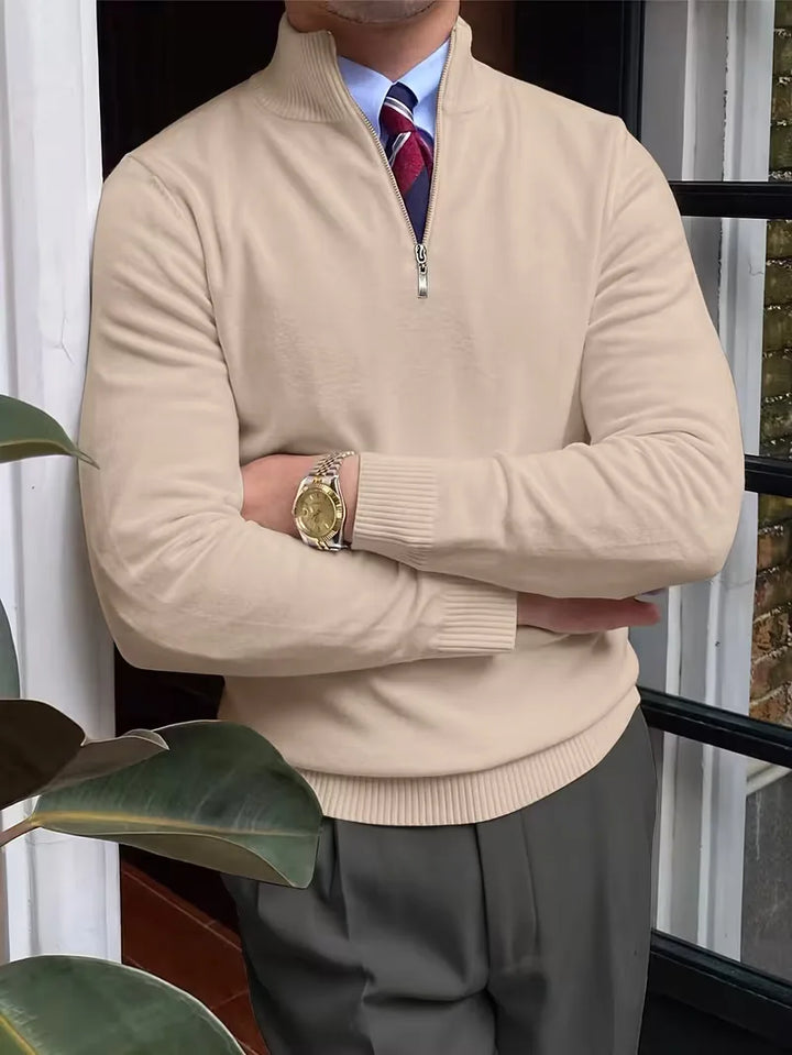 Thomas - Elegant Zip Mock Neck Sweater