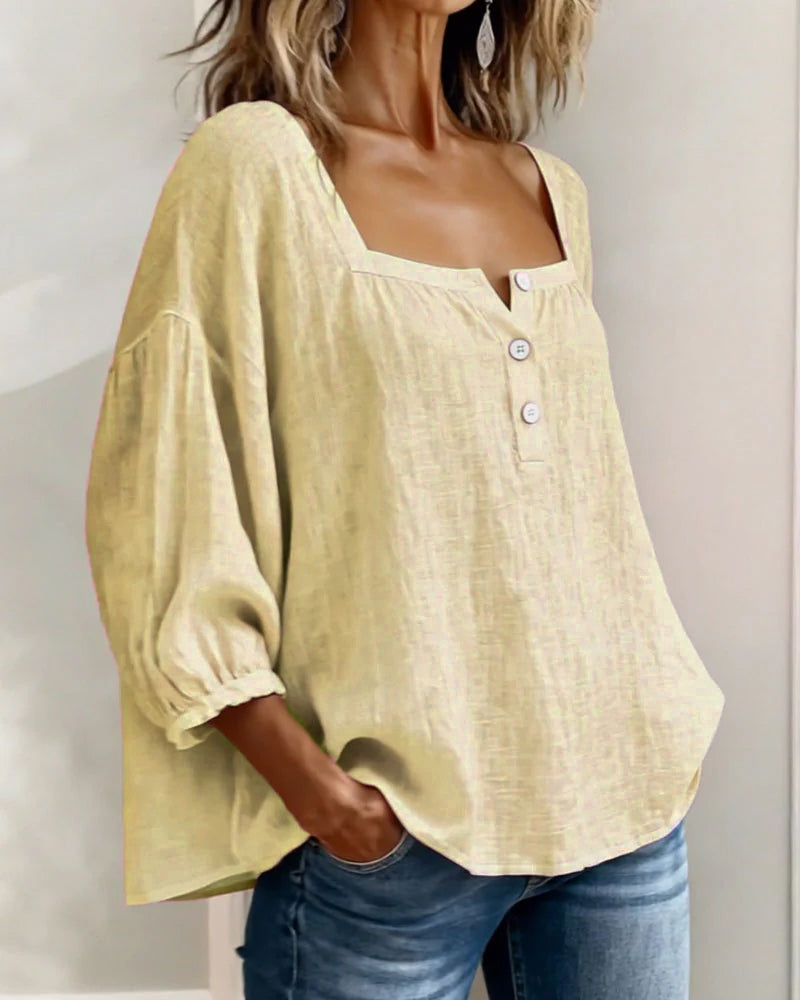 BLOUSE WITH SQUARE NECKLINE FOR WOMEN